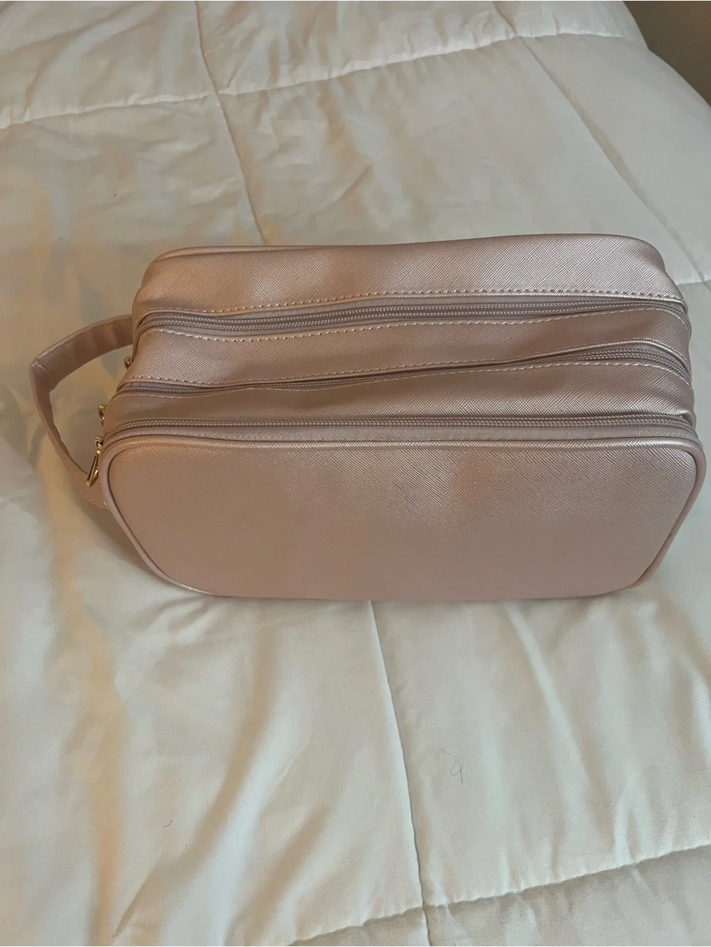 Blush Pink Double-Zip Cosmetic Train Case